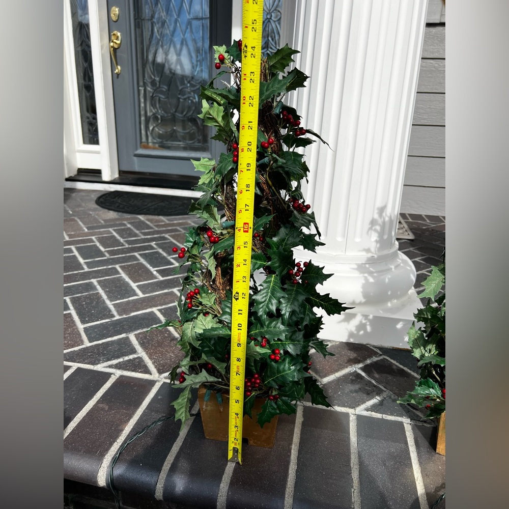 Set of 2 Lighted Berry Christmas Trees Holiday Decor - Picture 11 of 16